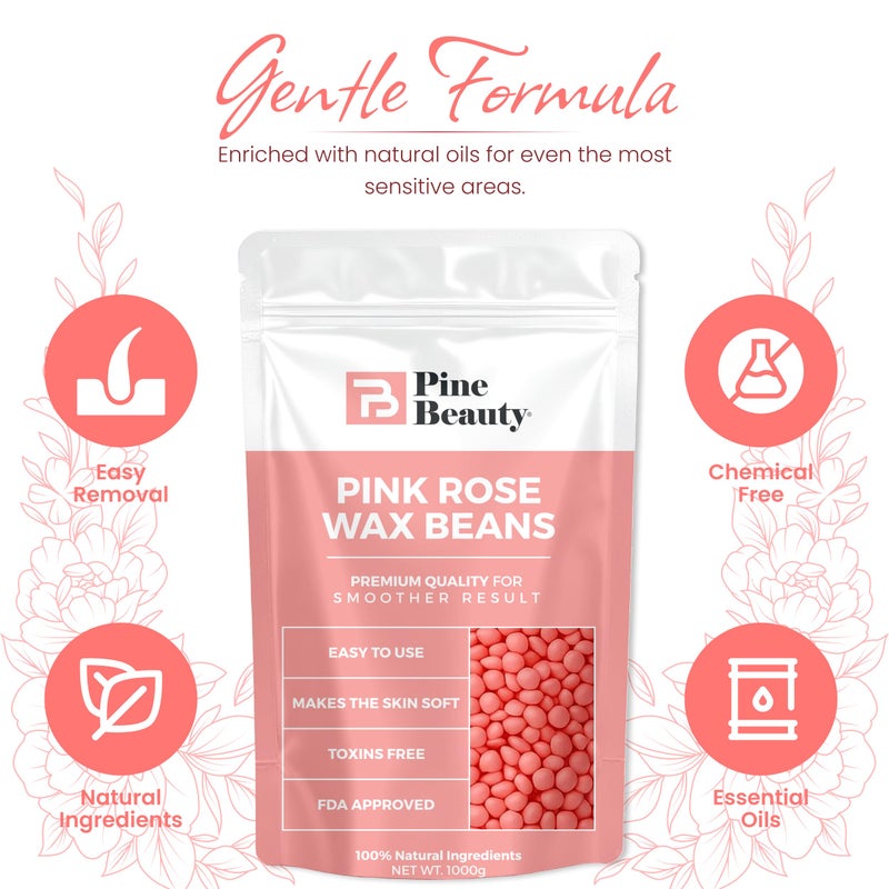 PINE BEAUTY CO Hard Wax Beads for Hair Removal 2.2lb - Big Bag Beans Melts for Sensitive Skin,10 Extra Brazilian Waxing Beads Spatula Applicator for Face, Bikini Area, Facial Wax, Bikini Wax, Hair Removal - Image 2